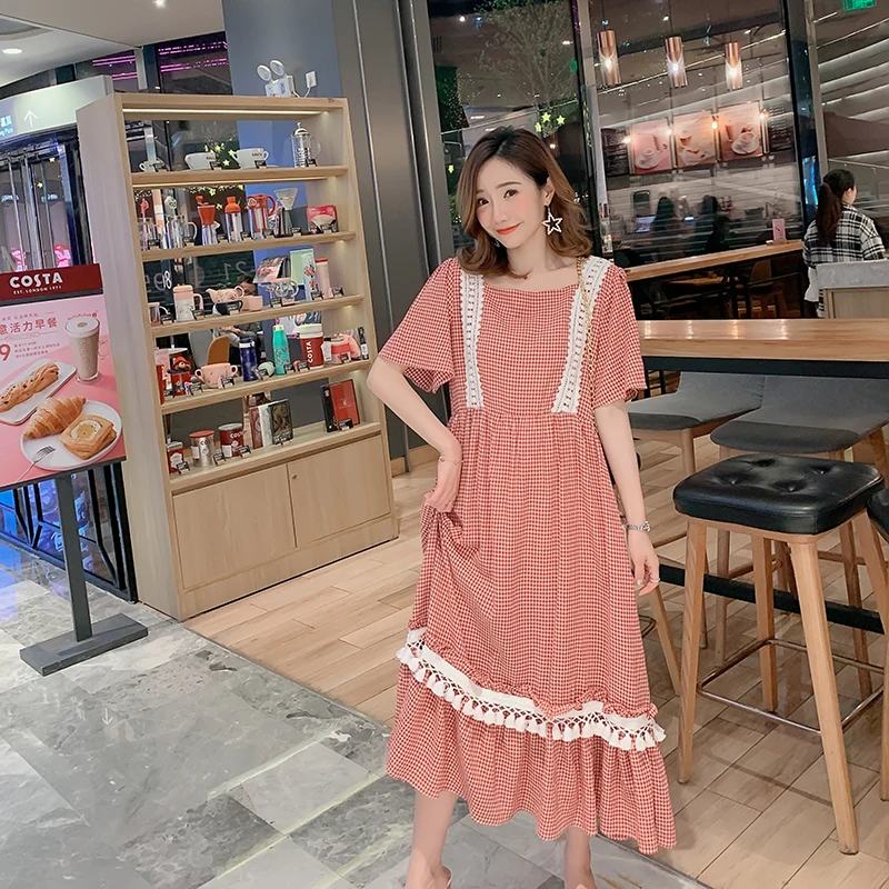 

1928# Summer Korean Fashion Maternity Party Long Dress Sweet Loose Clothes for Pregnant Women Pregnancy Clothing Drop Shipping