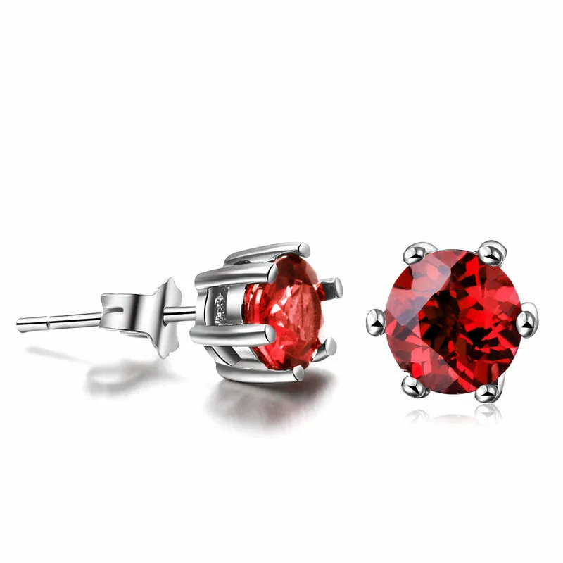 Natrual Красный Гранат 925 пробы серебро Элегантные классические милые серьги-гвоздики камень подарок милые мини ювелирные изделия