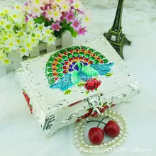 Павлин металлическая коробка, Европейский шкатулка, суд Jewelry Серьги-кольца шкатулка день рождения свадебный подарок (A106)