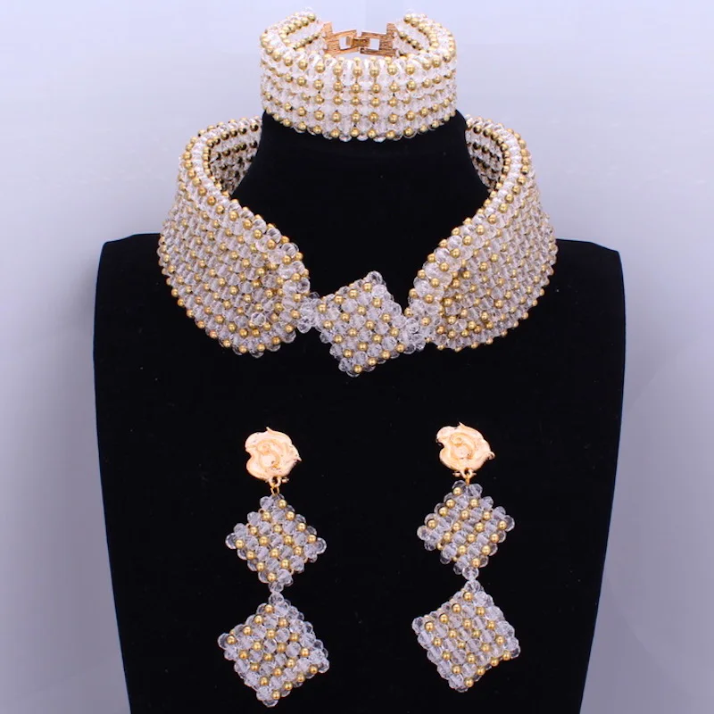 Dudo ювелирные изделия трендовые африканские бусы ожерелье женское серебряное Африканское свадебное большое нигерийские Ювелирные наборы для женщин