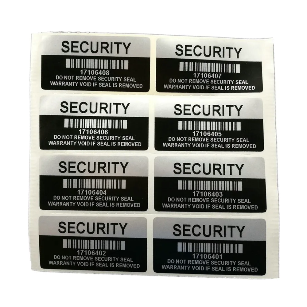 1000 Numbered Matte Silver Tamper Evident Warranty Void High Security Labels Stickers 1.5 x .5 Inches