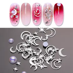 3D ногтей наклепки Серебряный Луна Звезда Маникюр смешанный принт многоразмерный дизайн ногтей Аксессуары для маникюра DIY дизайн