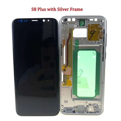 Новое поступление S8 G950 lcd с рамкой для SAMSUNG Galaxy display S8 Plus G955 G955F сенсорный экран дигитайзер - Цвет: S8 Plus Silver Frame