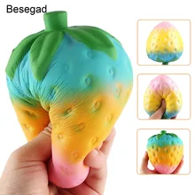 Besegad Kawaii мягкий Jumbo большой Радуга клубника мягкими замедлить рост игрушки для детей снимает стресс беспокойство