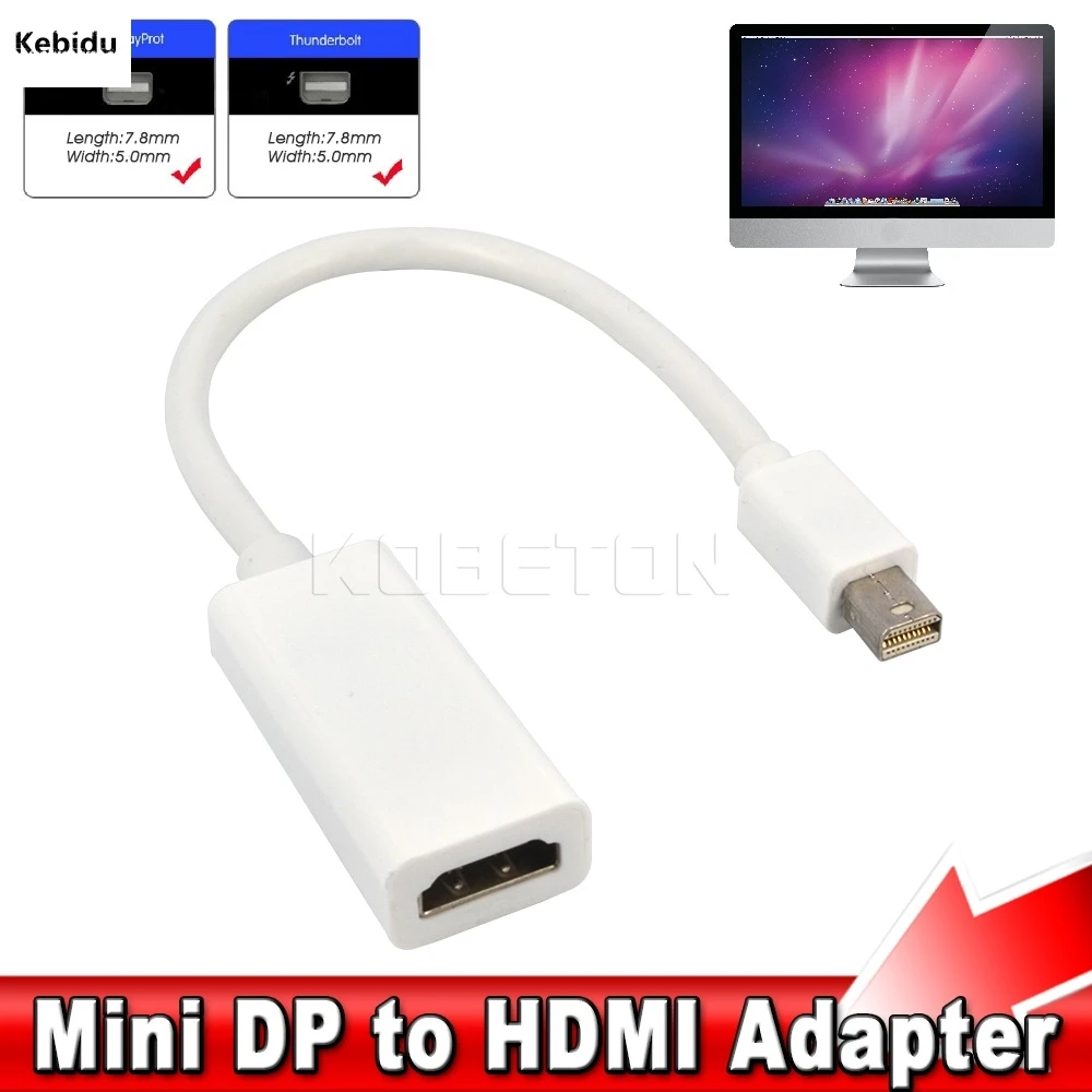 Кабель переходник KEBIDU Thunderbolt Mini DisplayPort DP Male to HDMI Female для Apple Mac Macbook Pro Air|Кабели VGA| |