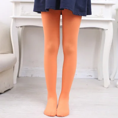 Весна Карамельный Цвет Детские колготки балетные трико для Гольфы для девочек детские бархатные однотонные белые колготки для девочек, колготы - Цвет: Orange