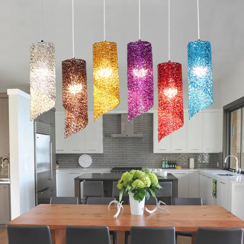 Stairs lights red white blue LED pendant lamps modern dining room art