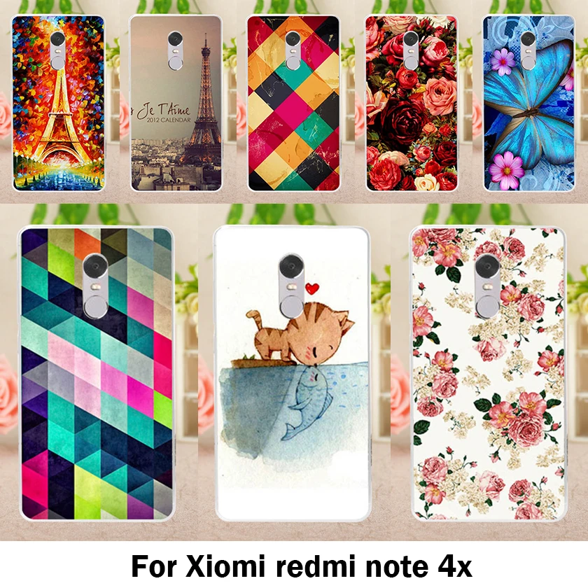 

Soft Plastic Phone Cases For Xiaomi Redmi Note 4X 4 X Note4X 5.5 inch Hard Back Cover Silicone Housing Flower Background Shell
