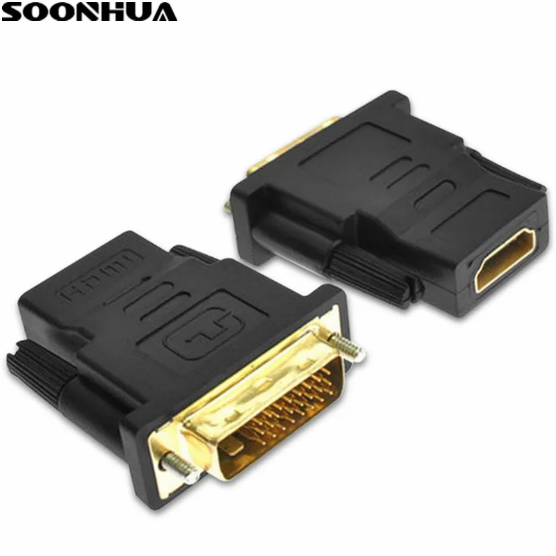 

SOONHUA 24+1 DVI To HDMI Adapter Cables Gold Plated Plug Male To Female 1080P Video Converter For HDTV Projector Monitor