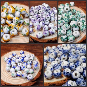 

XINYAO 50pcs/lot 10mm Big Large Hole Ceramic Beads Flower Blue And White Porcelain Beads Handmade DIY Jewelry Making Accessories
