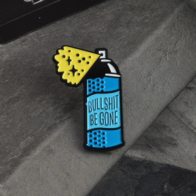 

BULL SHIT BE GONE Badge medal cartoon brooch pin