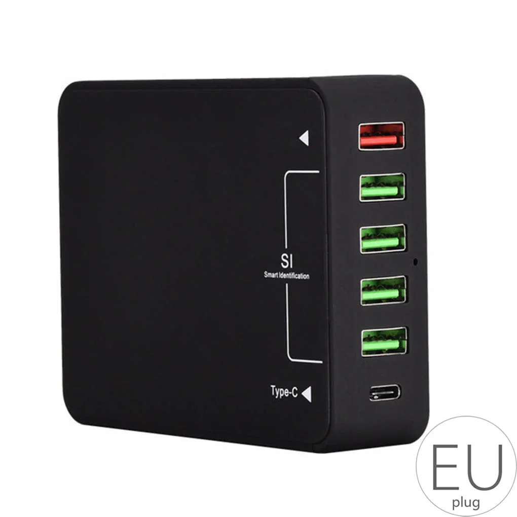 5 USB 1 Порты type-c телефон дорожное быстрое зарядное устройство мобильный телефон планшет 8A умное быстрое зарядное устройство с адаптером
