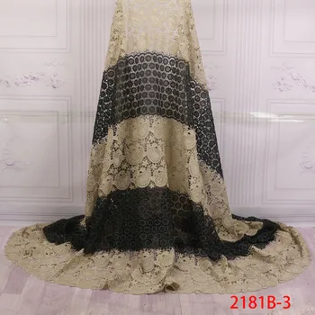 

High Quality African Lace Fabric Water Soluble Black Nigerian Guipure Wedding/Party Dress African Cord Lace Fabric AMY2181B-2