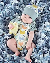 Fashion Summer Toddler Baby Boy Girl Clothes Cartoon Hen Bodysuit Hat Cap Outfits