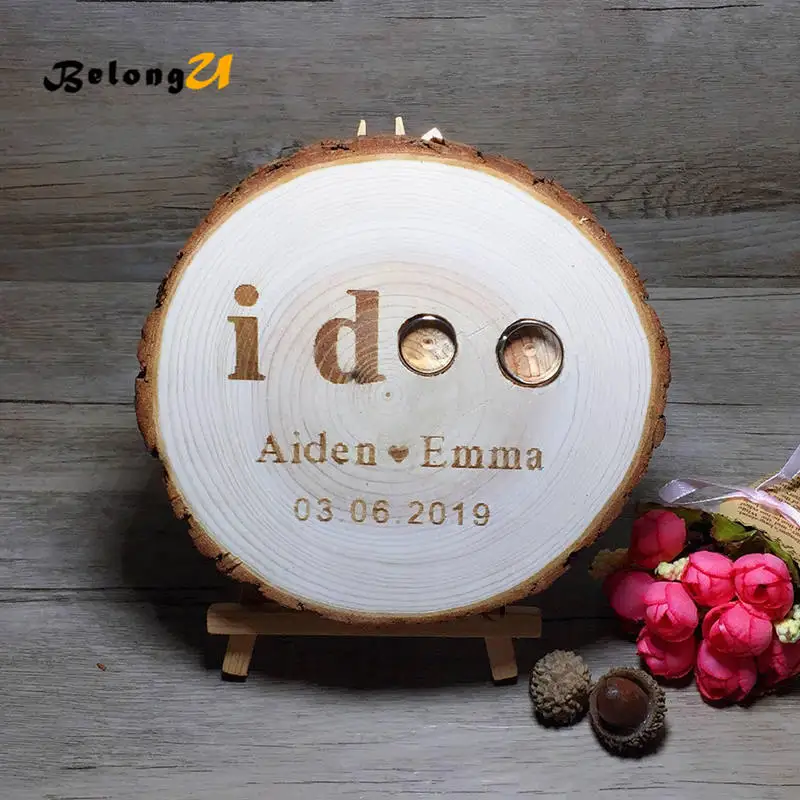 Personalized Custom Wood Ring Pillow -MUW-286-03