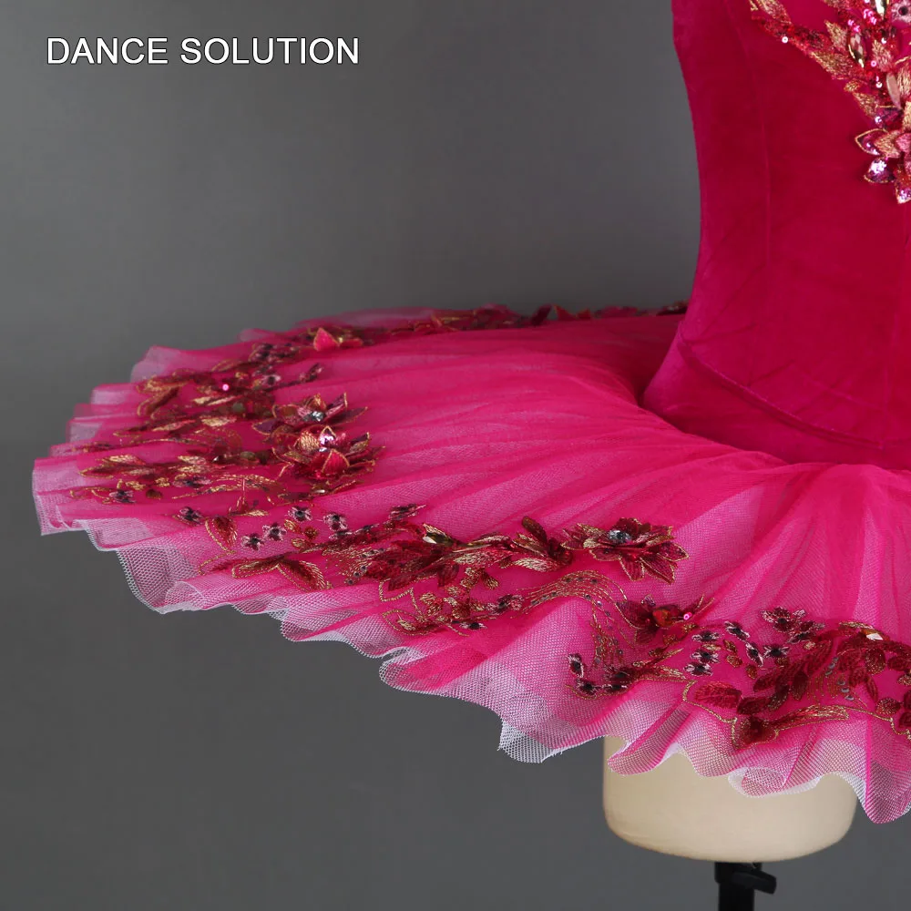 Ярко-розовая балетная танцевальная пачка, платье для девочек и женщин, костюм для выступлений, платье балерины, плиссированные пачки BLL083