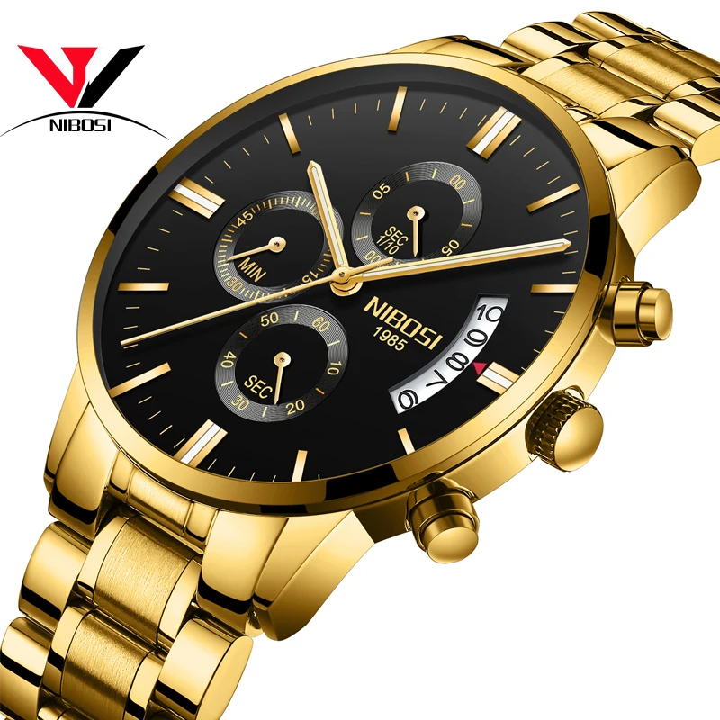 Online Relogio Masculino NIBOSI Sport Uhren Für Männer Military Armee Analog Chronograph Männer Uhr Edelstahl Kleid Männlichen Uhr Saat