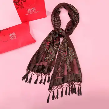

Women Spring Scarf Handmade Beads Wrap Hijab New Premium Shawls Foulard Butterfly Mujere Bufanda With Tassels Shawl Poncho Chal