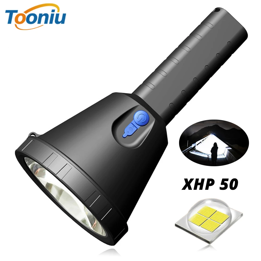 

Powerful XHP50 LED searchlight super bright 3 lighting mode waterproof flashlight suitable for hunting, fishing, camping, etc.