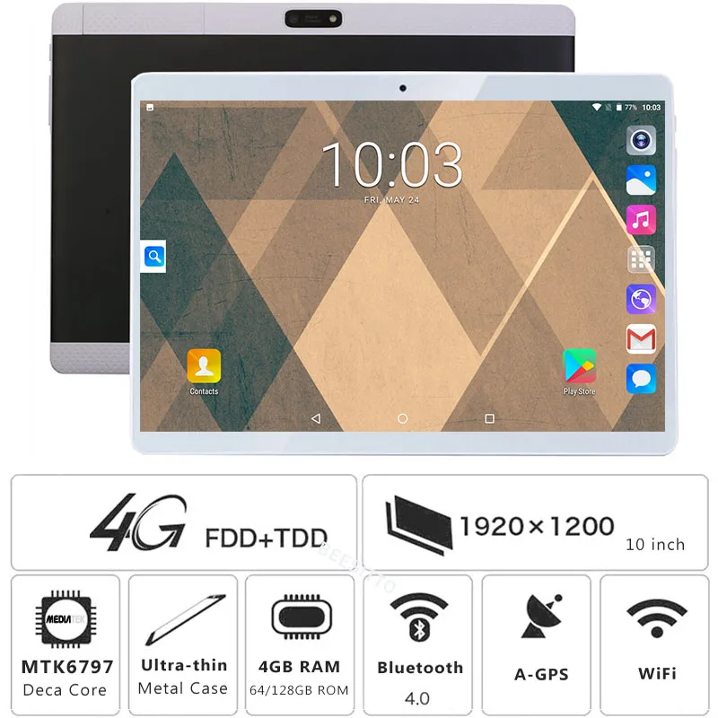 

2019 Hot New 10 inch Deca Core Tablet 10.1 4GB RAM 128GB ROM Dual Cameras Dual SIM Card 1920*1200 IPS tablet 10 Free Shipping