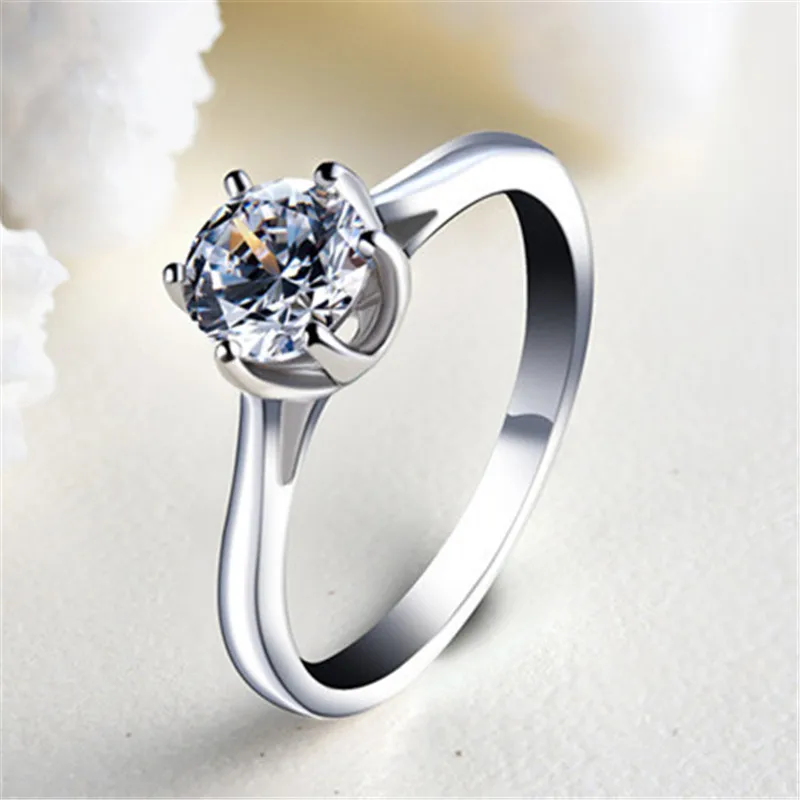 

Drop Shipping S925 Silver Wedding Rings 1&1.5 Carat Round white Stone Bridal Engagement Jewelry,925 rings