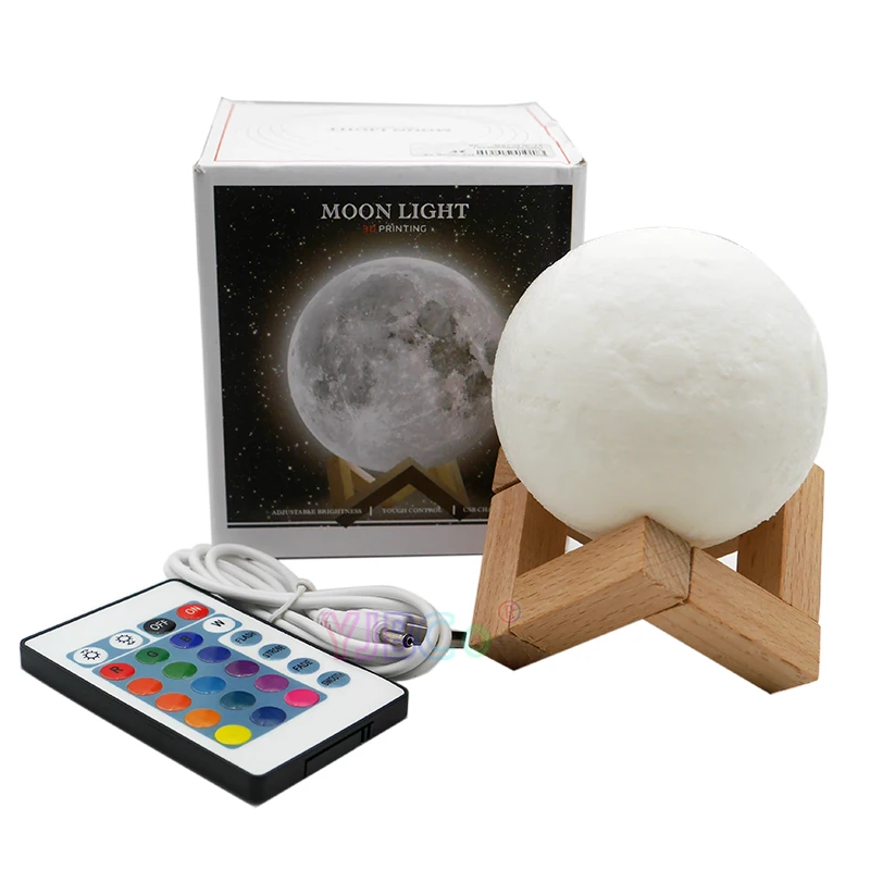 16 colors 3D Print Moon Globe Lamp Glowing Moon Lamp With ...