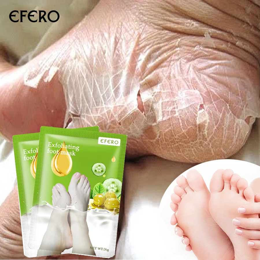 

EFERO Exfoliating Foot Mask Peel Off Pedicure Sock Remove Dead Skin Baby Foot Mask Anti Crack Heel Whiten Feet Care 4Pairs=8Pcs