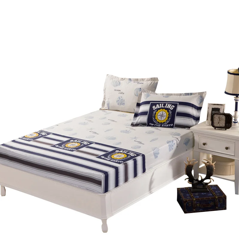 

100% cotton cartoon printing, color stripes, four corners, loose bed covers, specifications. Can Be Matched With the Quilt