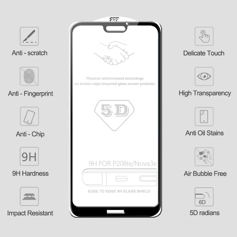 5D закаленное стекло для huawei P20 Pro P20 Lite Защита экрана для mate 10 Pro P10 Lite Honor 9 Lite для huawei Nova 3 стекло