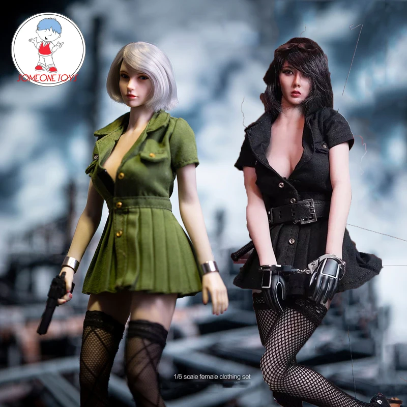 

2 Color 1/6 Scale Female Police Uniform Suit Skirt Dress Stockings Set Women Soldier Figure Doll Clothes Model Accessories