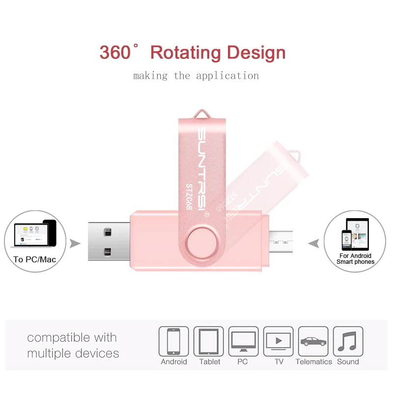 Suntrsi USB флеш-накопитель OTG для телефонов на Android Флешка 64 Гб USB флешка высокоскоростной флеш-накопитель 16 Гб металлический Micro флеш-накопитель USB 3,0