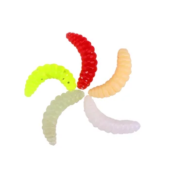 

50PCS/Lot 2cm 0.4g Maggot Grub Soft Baits Smell Worms Glow Fishing Lures