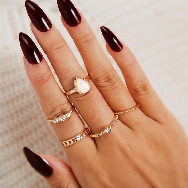 

Fashion Alloy Vintage Ring Boho Variety Ladies Ring Multi-element Combination Ring Set For Girl Gift 2019