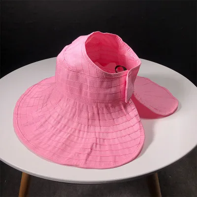 Летняя Солнцезащитная шляпа для родителей и детей, женские модные складные солнцезащитные шляпы для езды, свободные шляпы с широкими полями, пляжная шляпа для девочек - Цвет: Pink