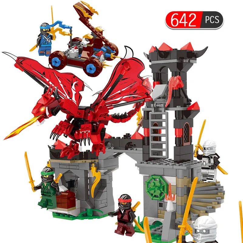 

642pcs Ninjagoed Dragon Siege Building Blocks Compatible Legoing Ninjagoes Figures DIY Bricks sets Enlighten Toy for Children