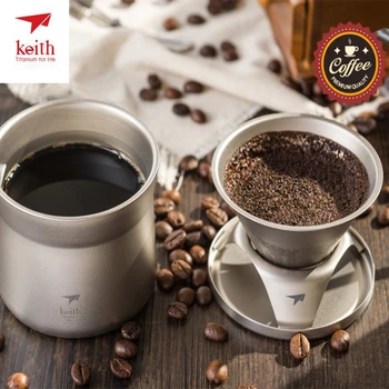 

220ml Keith Titanium Mini Coffee Tea Maker with Infuser for Travelling Outdoor Camping Use Portable with Bag Gifts Ti3911