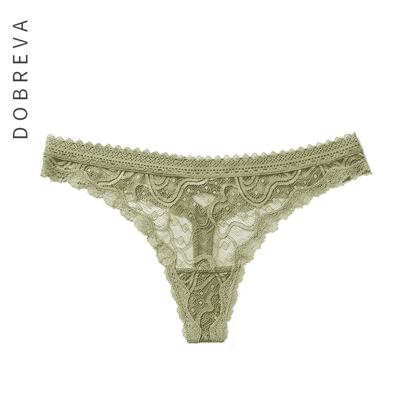 

DOBREVA Women's Lace See Through Cheeky Thong Sexy Panties