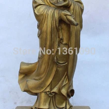 Xd 00358 2" Китайский Бронзовый Стенд кван юн Гуаньинь Держать Вазу На Базу С Слова Скульптуры