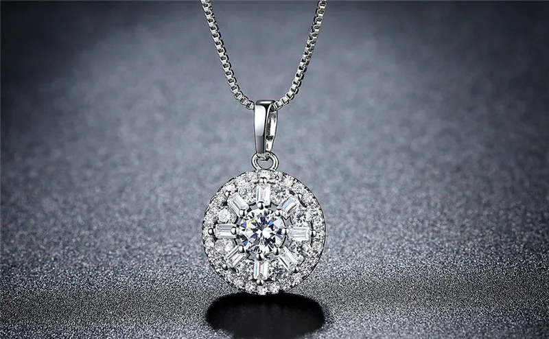 Simple Fashion Jewelry Round Shape Lucky Wheel Necklace AAA Cubic Zirconia Pendant Necklace for Women Wedding Jewelry Gifts N330 (1)