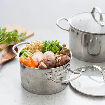 

housewives creative pot 304 stainless steel milk pan thickened compound bottom pot soup pot general electric burning pot