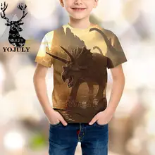 YOJULY/Новая красивая детская одежда с 3d принтом динозавра для маленьких мальчиков и девочек-подростков детская футболка Лидер продаж, модные топы, футболки Modis A311