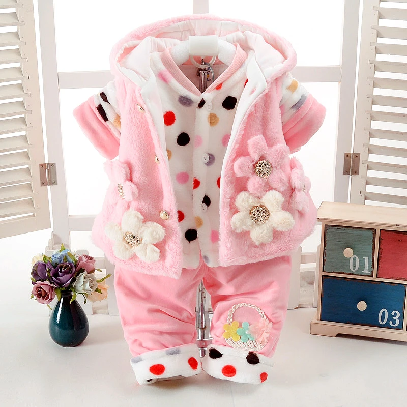 Ensemble De Vetements D Automne Et D Hiver Pour Bebe Fille Style Floral Rose Chaud Rembourre En Coton 0 2t Robe De Marche Pour Nouveau Ne 3 Pieces Ensemble Aliexpress