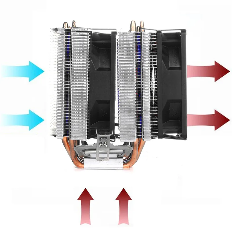 4 теплотрубки радиатор Процессор охлаждающий вентилятор охладитель тихий вентилятор Cooler Радиатор для Intel LGA 2011/1366/1155/1156/775 AMD для настольных компьютеров