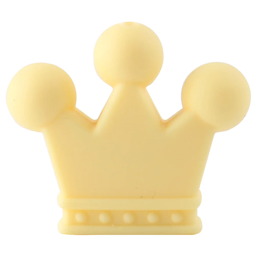 Keep&Grow 10pcs Crown Silicone Beads Baby Teething Toys Food Grade Silicone DIY Pacifier Chain Pendant Accessories Baby teethers - Цвет: 33 Cream yellow