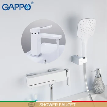 GAPPO Shower Faucets brass water tap chrome and white bath faucet mixer waterfall faucet shower mixers bath shower sets shower faucets bathroom cabin showerhead top spray raining faucet brass shower sets gold home decoration the mixer crane oyd008r