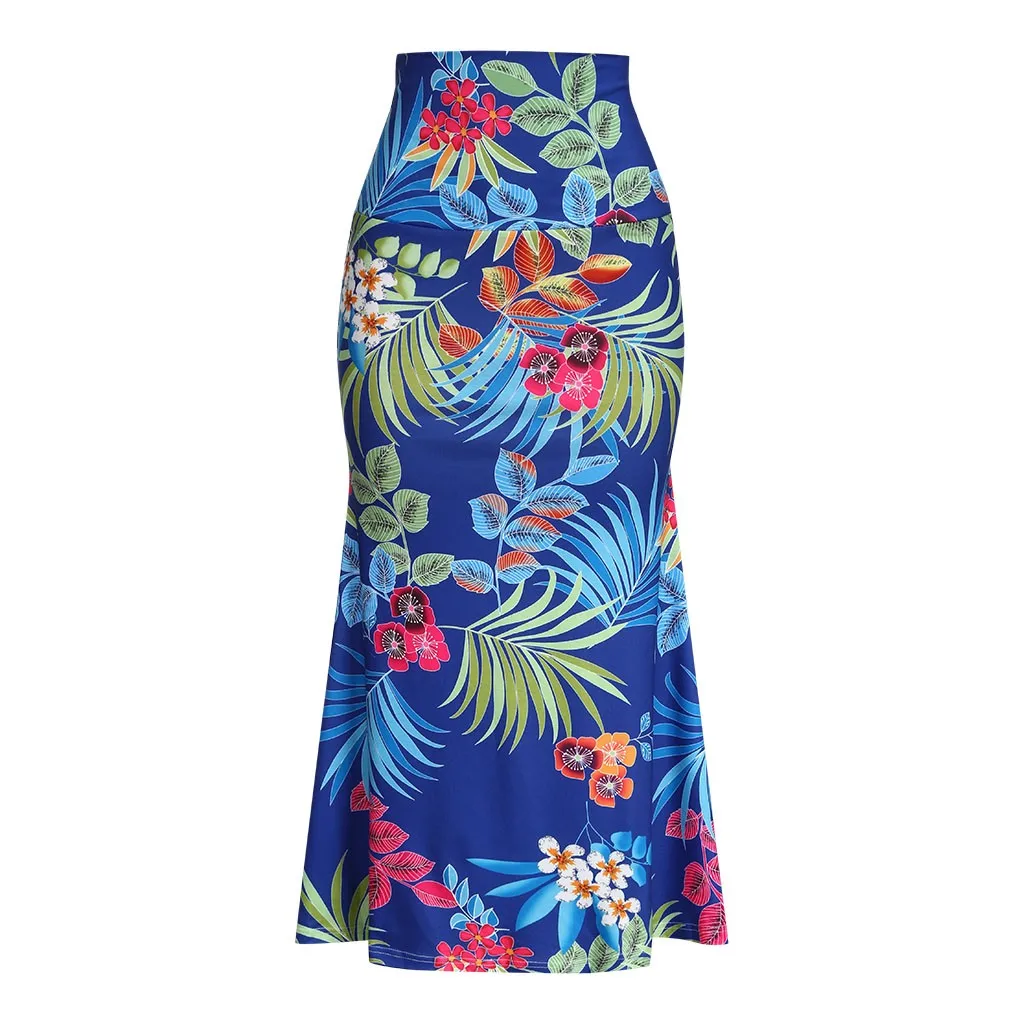 

Bodycon Vintage Summer Skirt Floral Party Skirt Women's Casual Flower Printing High Waist Slim Regular Long Maxi Skirt
