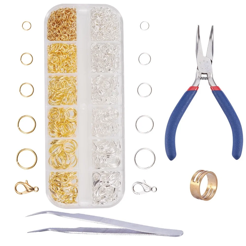 

EUPNHY 1 Box DIY Jewelry Making Accessories Rings/Lobster Clasp/Jump Ring/Tweezer Necklace Pendant Making Box Jewelry DIY Tool