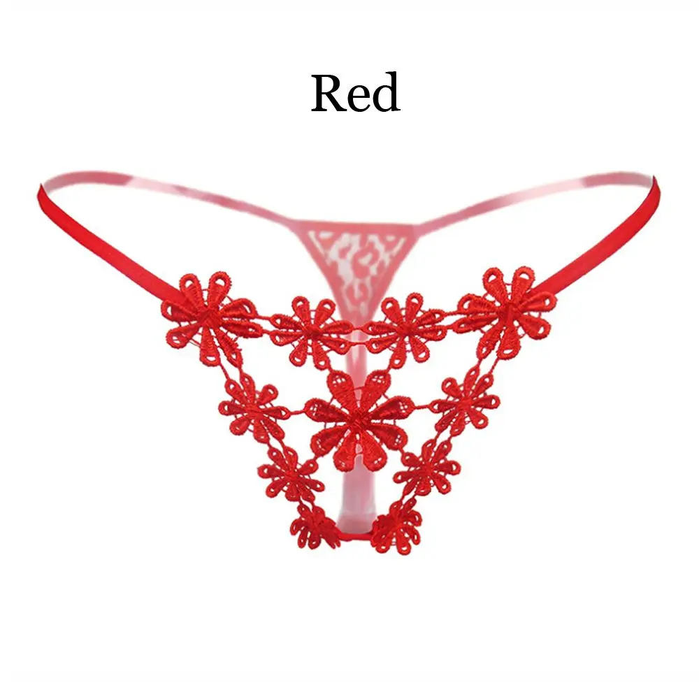 Сексуальные женские кружевные цветочные трусики, прозрачные дышащие женские трусики с вышивкой, нижнее белье, бесшовные стринги - Цвет: Красный