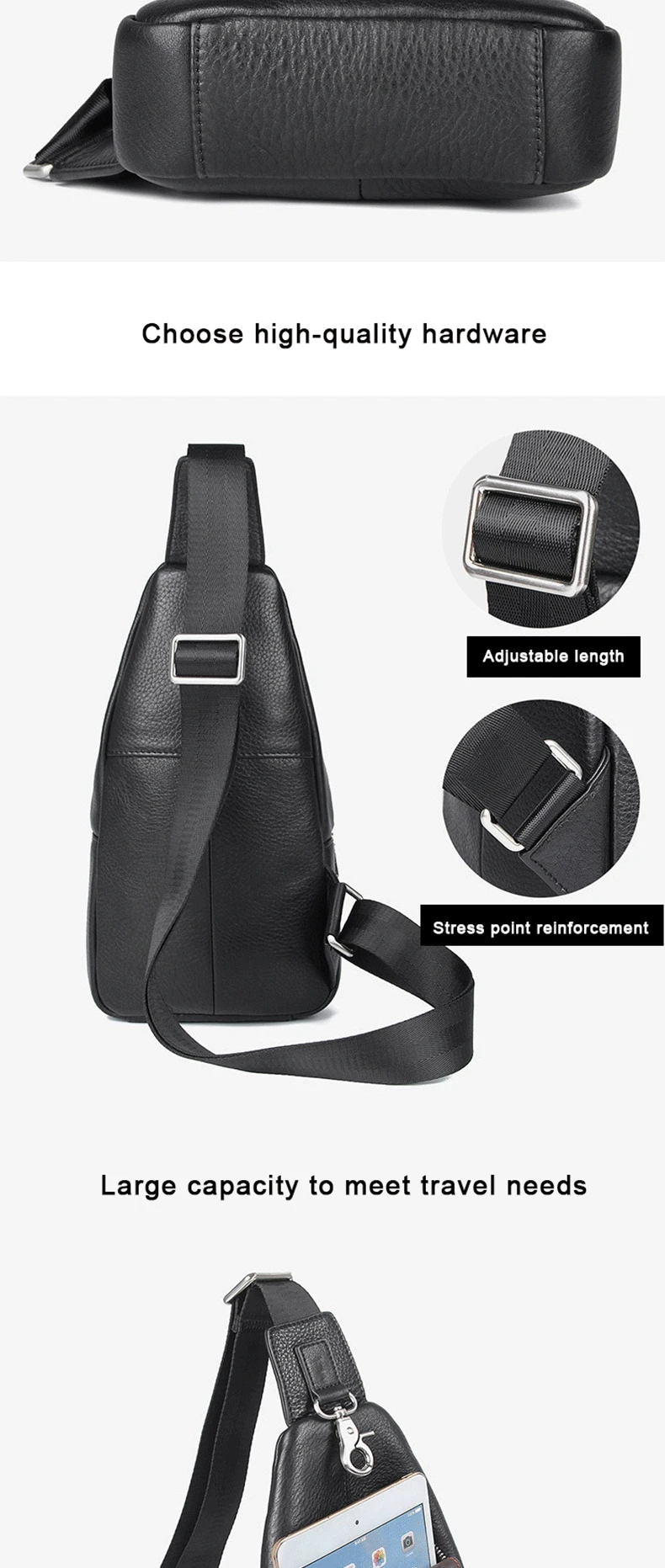 Высококачественная Мужская сумка на плечо из натуральной кожи, нагрудная сумка, повседневные сумки на молнии, нагрудная сумка