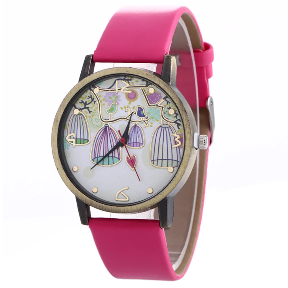 Винтаж Для женщин часы Творческий клетка шаблон кварцевые часы кожа ремень стол часы браслет Relogio masculino #60